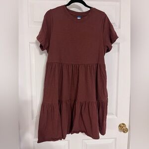 Old Navy Mauve Tiered Mini Swing Dress, Size L
